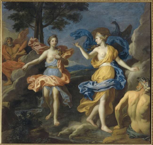 Junon en colère menace la nymphe Io en présence de Jupiter François Verdier