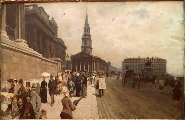 La National Gallery et l'église Saint-Martin à Londres Giuseppe de Nittis