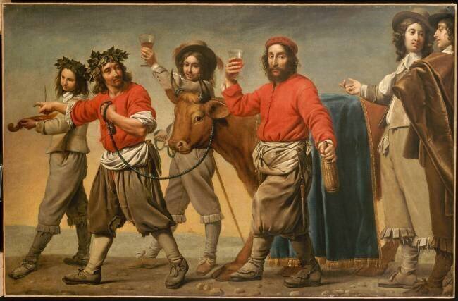 La procession du boeuf gras, dit aussi La fête du vin Maître des Cortèges