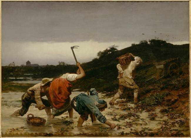 La récolte des pommes de terre pendant l'inondation du Rhin en 1852 Gustave Brion