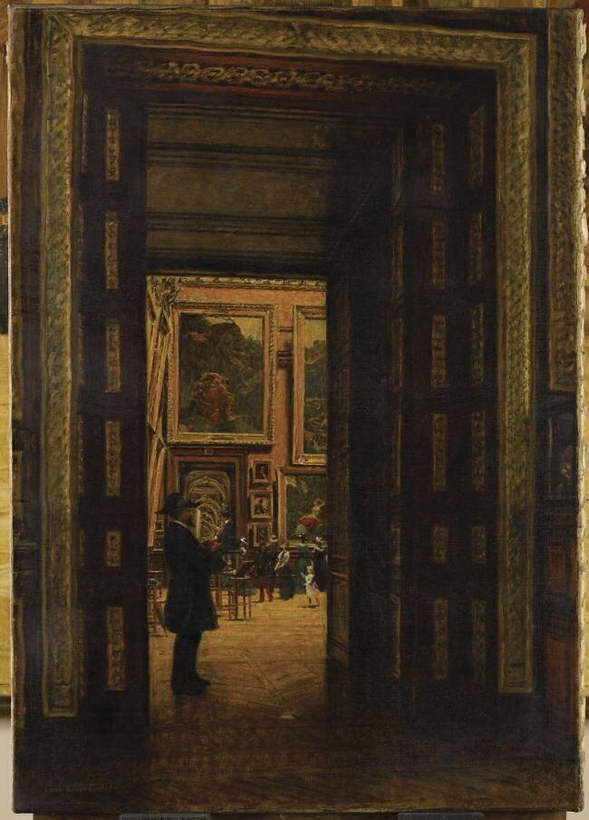 La Salle des Sept-Cheminées au Louvre, vue depuis la salle des Bijoux Louis Béroud