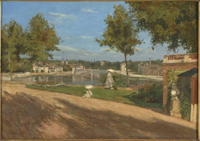 La terrasse au bord de la Seine à Melun Henri Stanislas Rouart