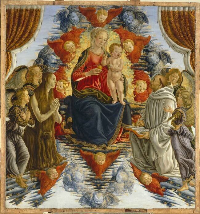 La Vierge et l'Enfant en gloire entourés d'anges, de sainte Marie-Madeleine et de saint Bernard Francesco Botticini