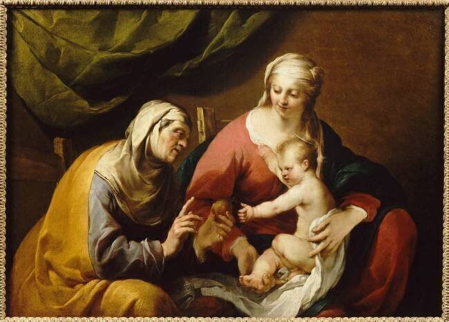 La Vierge et l'Enfant Jésus à qui Sainte Anne offre une pomme Jacques Blanchard