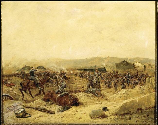 Le 12ème bataillon de chasseurs à pied arrivant à Peltre, le 27 septembre 1870 Wilfrid-Constant Beauquesne