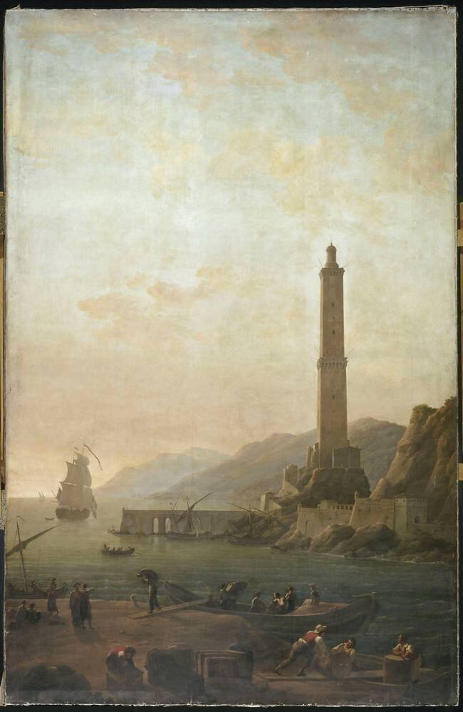 Le phare de Gênes provenant du décor du château de Maisons-Laffitte Jean-Joseph-Xavier Bidauld