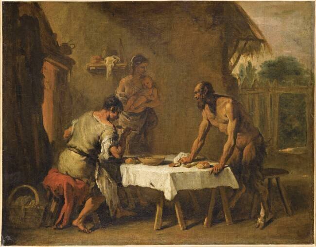 Le Satyre et le Paysan, Fable d'Esope Sebastiano Ricci