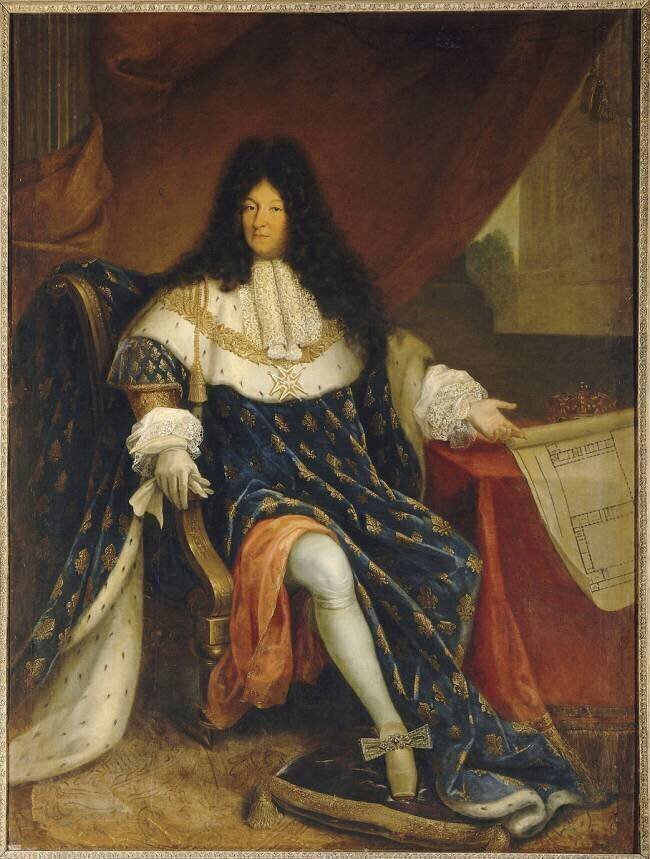 Louis XIV, roi de France (1638-1715), tenant le plan de la maison royale de Saint-Cyr Nicolas René Jollain le Vieux