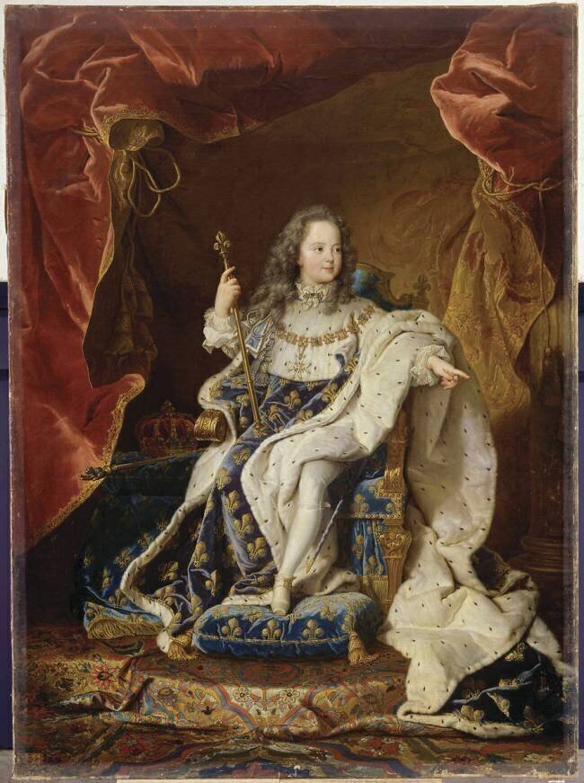 Louis XV, roi de France (1710-1774) représenté assis en grand manteau royal à l'âge de cinq ans Hyacinthe Rigaud