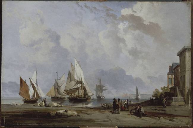 Marine et villas sur la plage Charles Louis Mozin