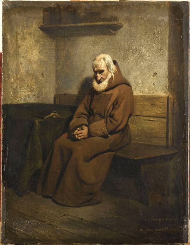 Moine méditant Claudius Jacquand