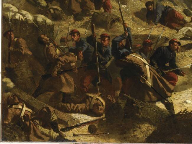 Mort du colonel Raguet de Brancion lors du siège de Sébastopol, le 7 juin 1855 (détail) Alexandre Protais
