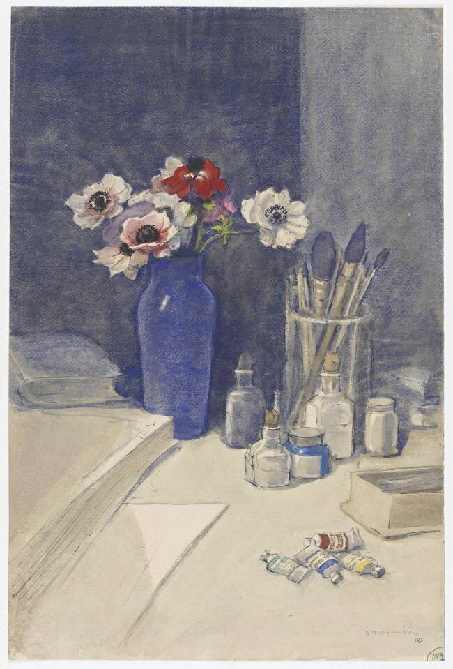 Nature morte avec quelques livres et des tubes de couleurs Théophile Alexandre Steinlen
