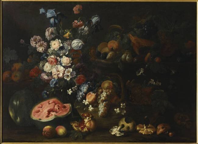 Nature morte. Fleurs, fruits et légumes anonyme