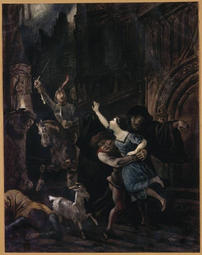 Notre Dame de Paris. L'enlèvement de la Esmeralda (livre II, ch.IV) Louis Boulanger