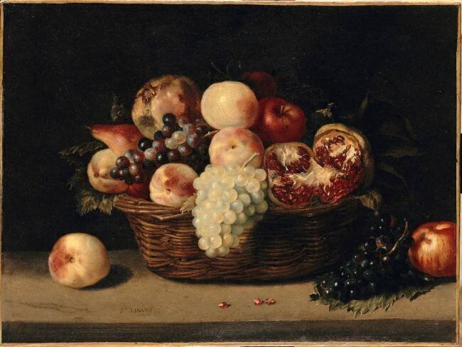 Panier de grenades, pêches et raisins Jacques Linard