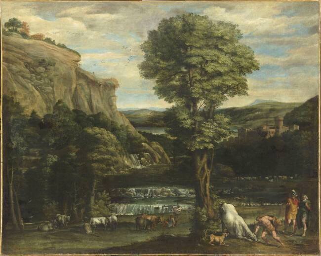 Paysage avec Hercule combattant Acheloüs changé en taureau Le Dominiquin