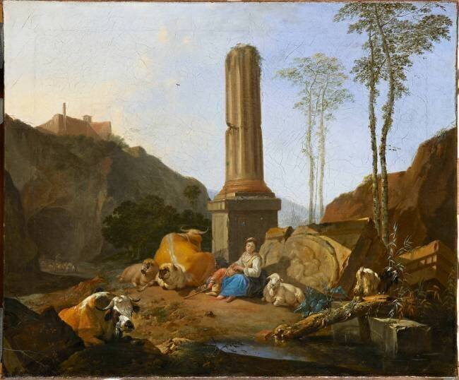 Paysage avec une colonne Johann Melchior Roos