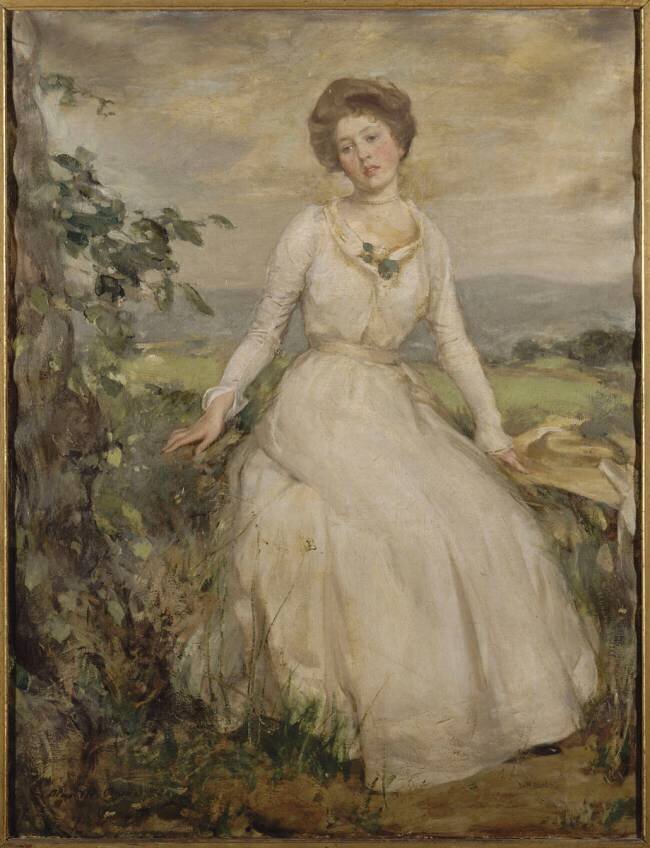 Portrait de jeune femme en blanc Alexander Ignatius Roche