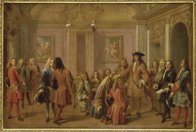 Première promotion des chevaliers de l'ordre de Saint-Louis par Louis XIV à Versailles le 8 mai 1693 François Marot