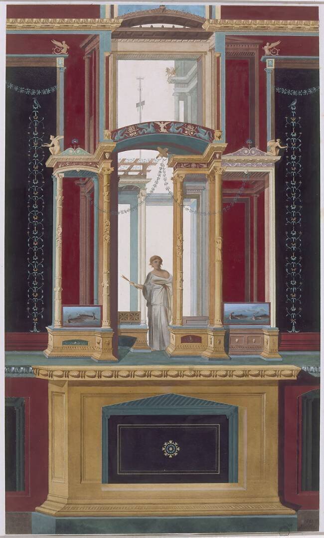 Restitution d'un décor du portique du Macellum à Pompéi Gabriel-Auguste Ancelet