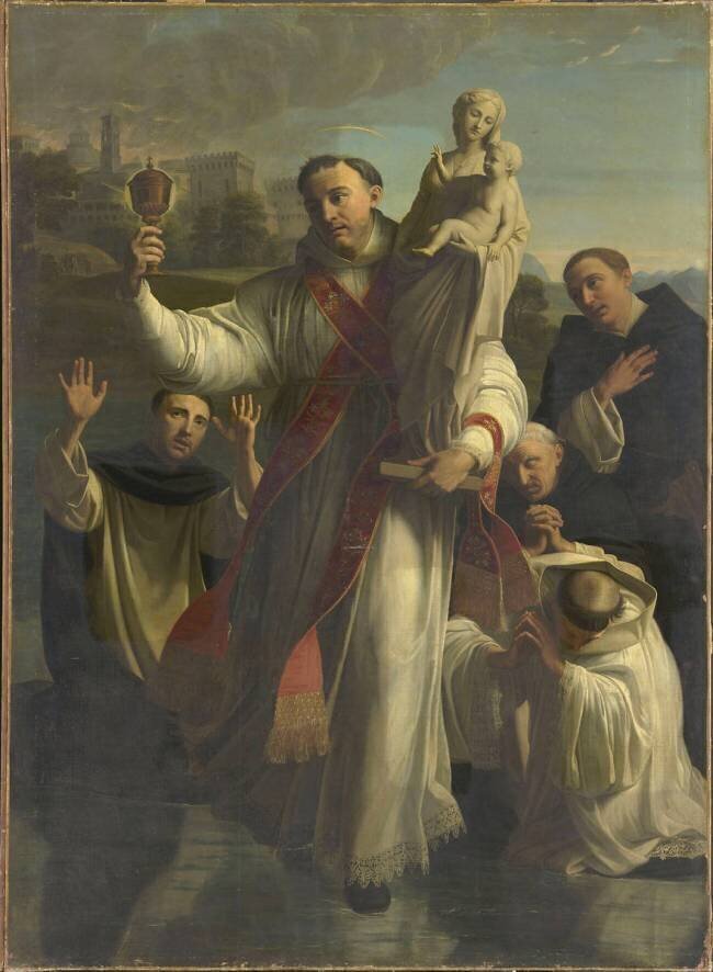 Saint Hyacinthe sauvant la statue de la Vierge des ennemis du nom chrétien Nicolas Colombel
