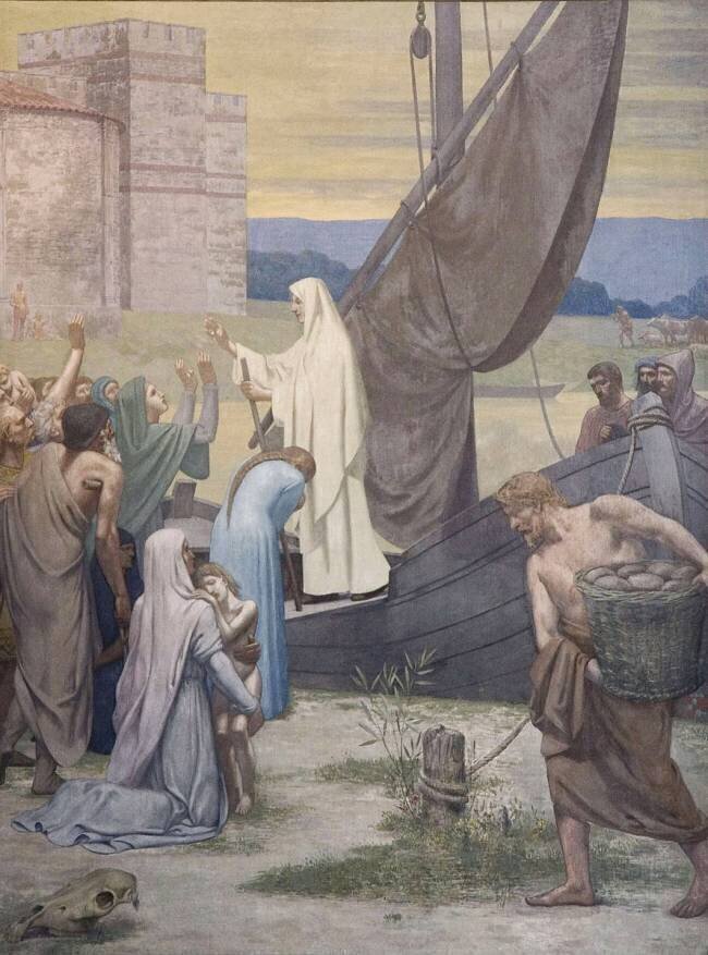 Sainte Geneviève ravitaille Paris assiégé par les Huns d'Attila Pierre Puvis de Chavannes