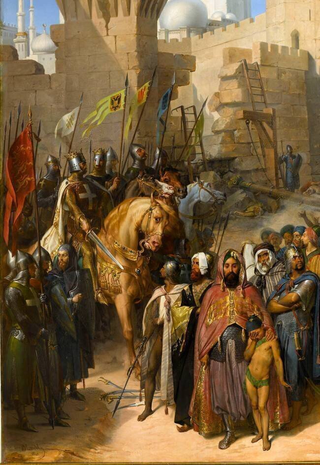 Saint-Jean d'Acre remise à Philippe-Auguste et à Richard Coeur-de-Lion, le 13 juillet 1191 (détail) Merry-Joseph Blondel