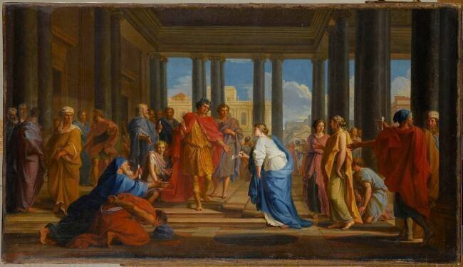 Trajan donnant des audiences publiques. Réduction de la peinture de Versailles Noël-Nicolas Coypel