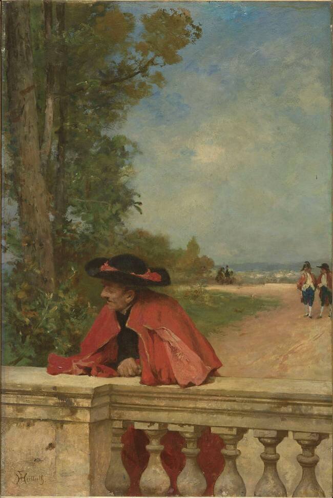 Un cardinal accoudé à une balustrade Ferdinand Heilbuth