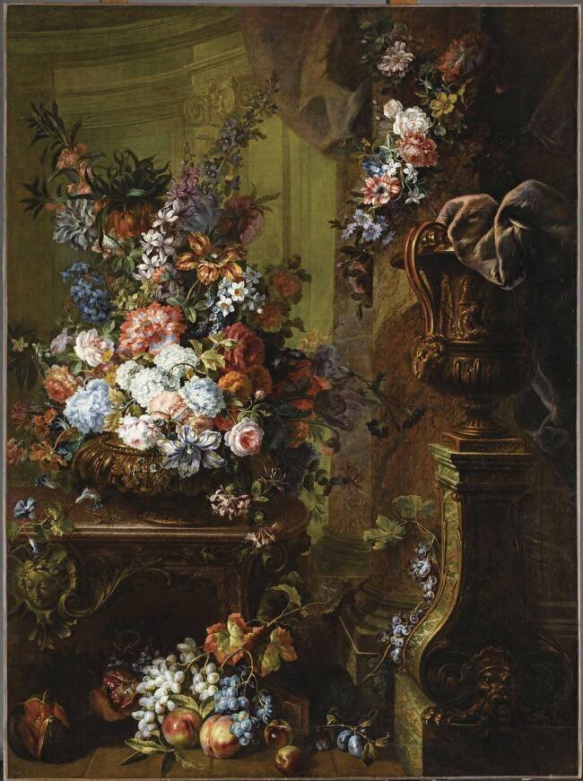 Vase d'or, fleurs et fruits Jean-Baptiste Belin de Fontenay