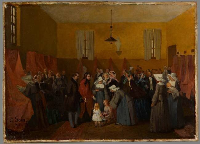 Visite de Napoléon III et l'Impératrice à la crèche de soeur Rosalie Edouard Sain