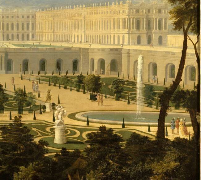 Vue de l'Orangerie, des escaliers des Cent-Marches et du château de Versailles vers 1695 Jean-Baptiste Martin l'Ancien