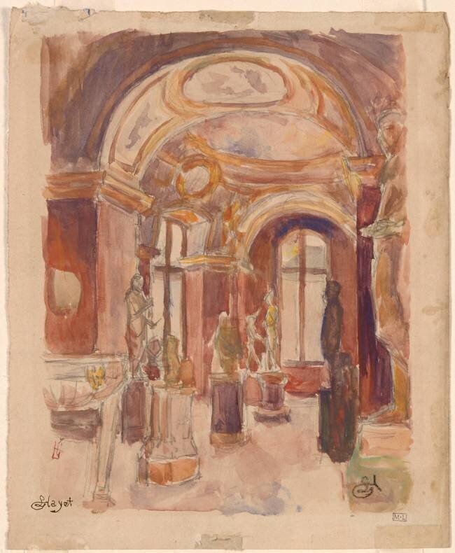 Vue d'une galerie du Louvre Louis Hayet