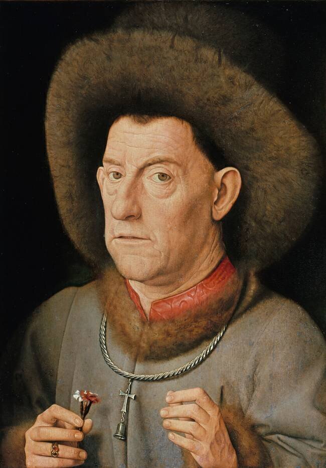  Portrait d'un Homme à l'œillet et de l'Ordre de Saint Antoine  Jan van Eyck