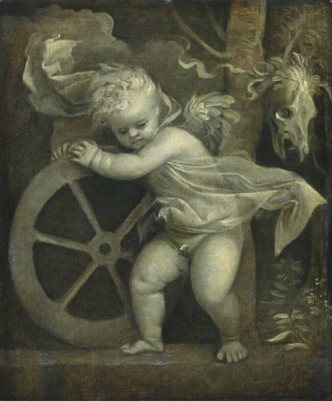 Cupidon avec la Roue de la Fortune Titien