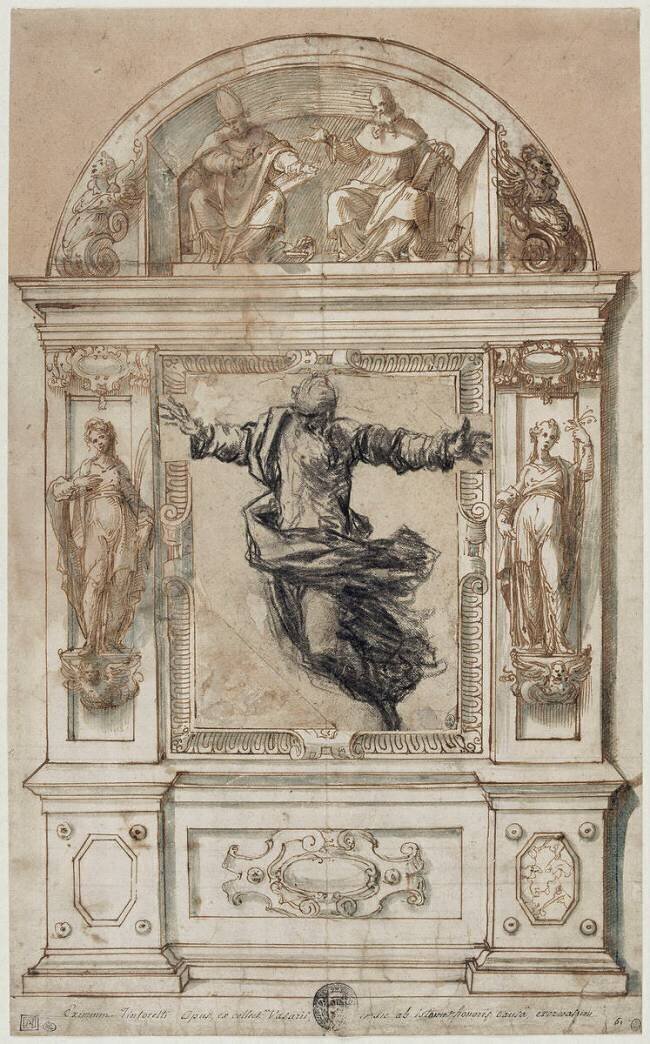 Dieu le Père, deux Vertus, deux Pères de L'église Tintoretto