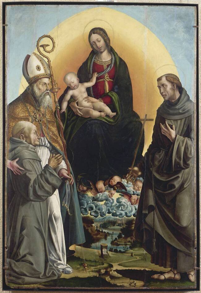 La Vierge en gloire entre saint François et saint Ambroise Bartolomeo Bononi