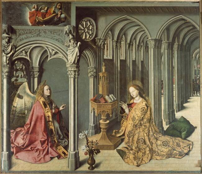 L'Annonciation, panneau central du triptyque Barthélémy d'Eyck