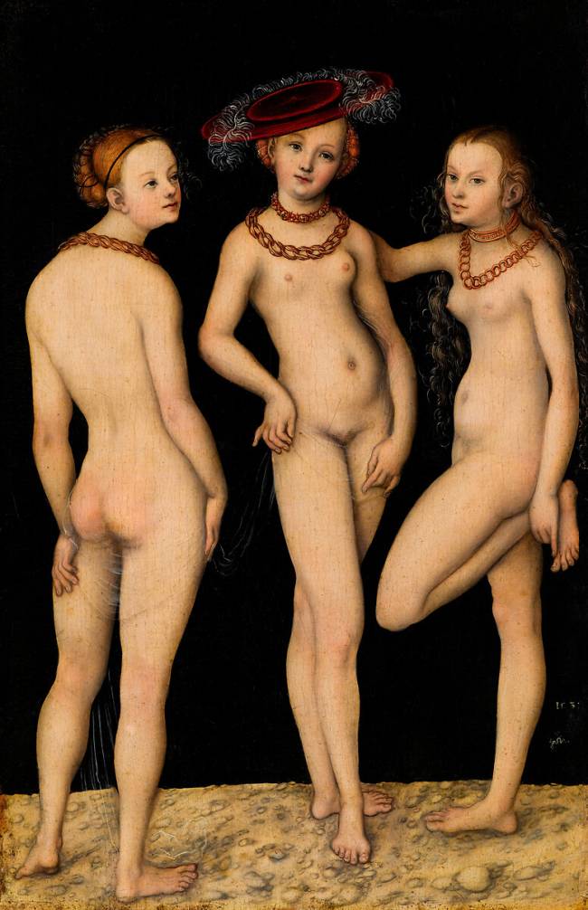 Les trois Grâces Lucas Cranach l'Ancien