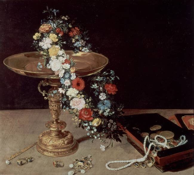 Nature morte avec une couronne Jan Brueghel l'Ancien