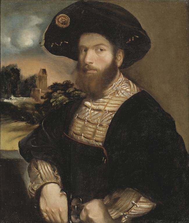 Portrait d'un homme portant un béret noir Dosso Dossi