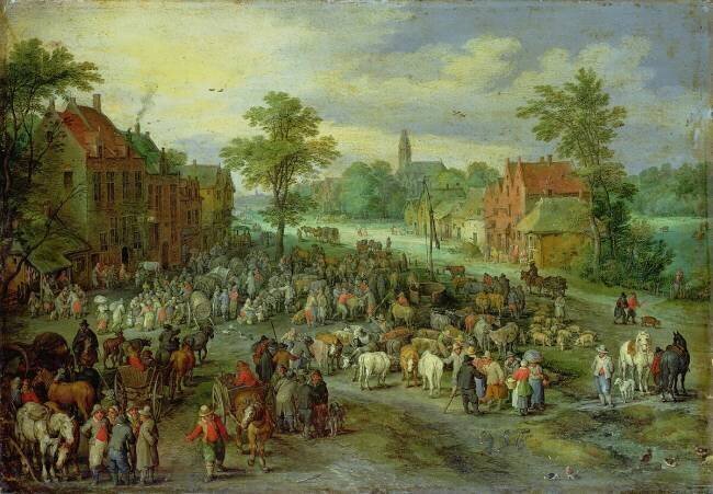 Un marché de village Jan Brueghel l'Ancien