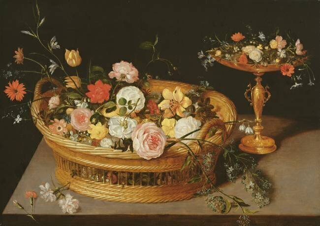 Un panier de fleurs avec une tazza en vermeil Jan Brueghel l'Ancien