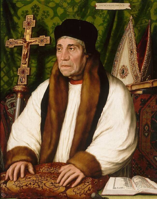 William Warham (1457-1532), archevêque de Canterbury en 1504 Hans Holbein le Jeune