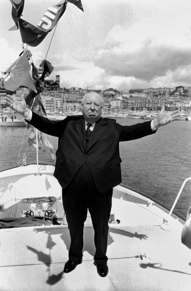 Alfred Hitchcock on A Yacht during Cannes Film Festival anonymous