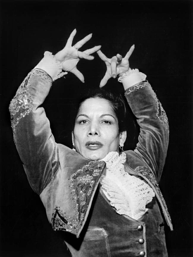 Flamenco Dancer Carmen Amaya during Rehearsal in Paris on January 3, 1959 (b/w photo) Rue des Archives