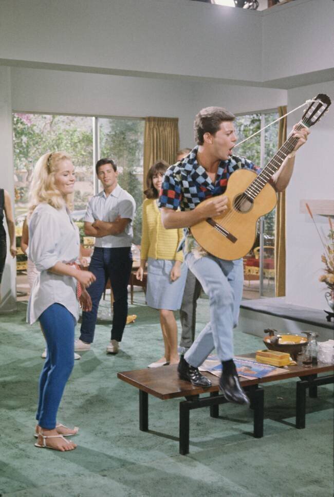 Frankie Avalon and Tuesday Weld on set of 'I'll Take Sweeden' Orlando Suero