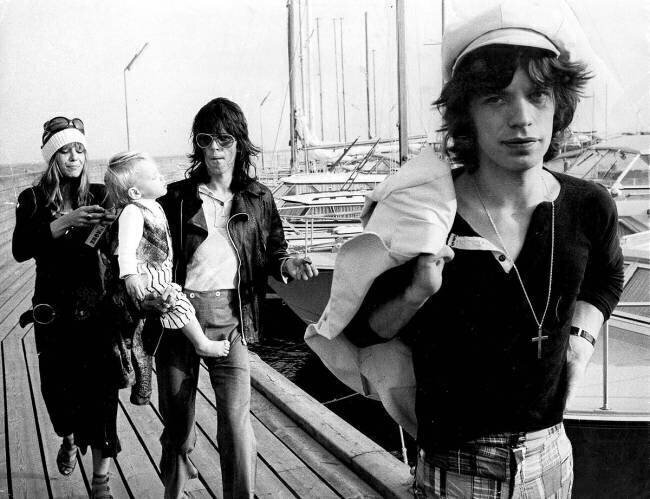 Mick Jagger, Keith Richards with Anita Pallenberg and their son Marlon anonymous