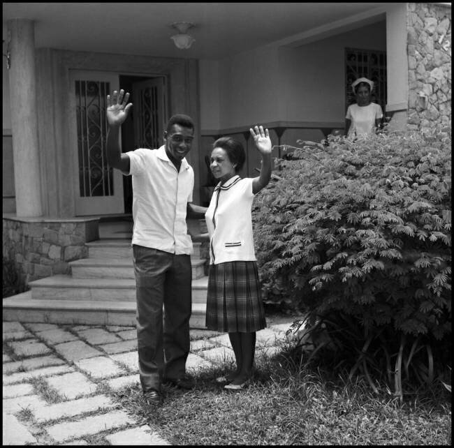 Pele at home with his mother anonymous